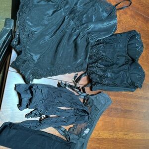 Undies- teddy, bustier & garter belt with stockings